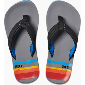 2019 Reef Kids Ahi Sandals / Flip Flops Grey Pinstripes RF0A3VBL